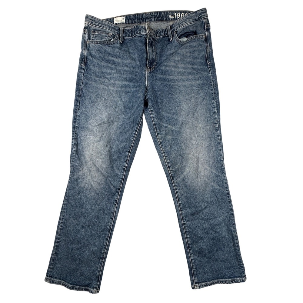 Gap 1969 Real Straight Jeans Mens 33 Medium Wash Blue Denim Straight Leg Pants